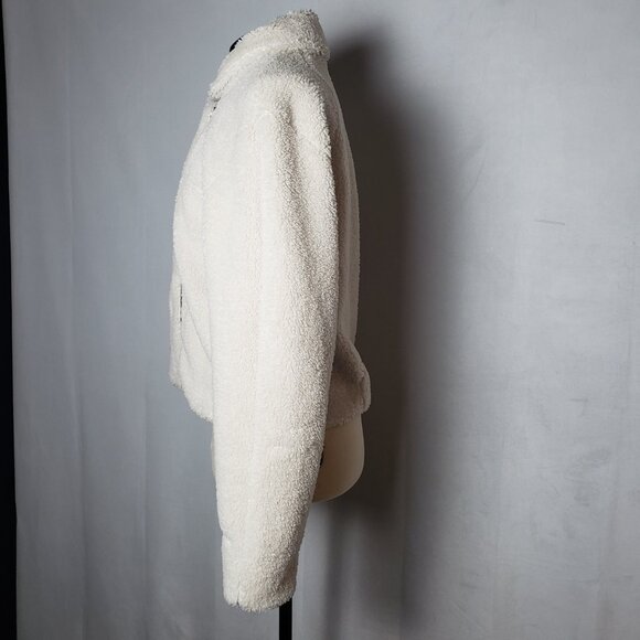 Lululemon Textured Fleece Collared Jacket in Bone Asymmetrical Zip Front S/M - Picture 2 of 12